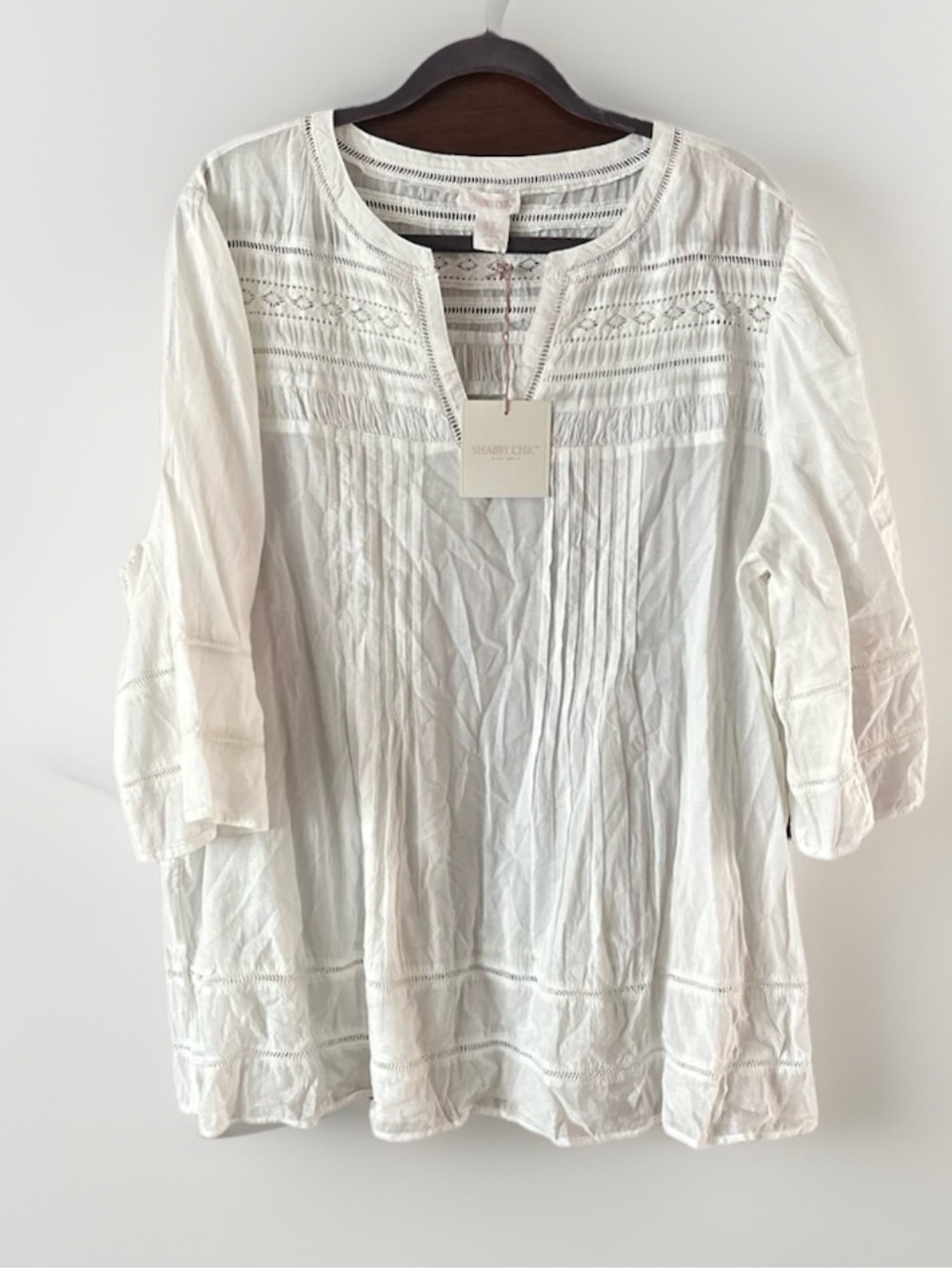 Shabby Chic White Embroidered Tunic Top